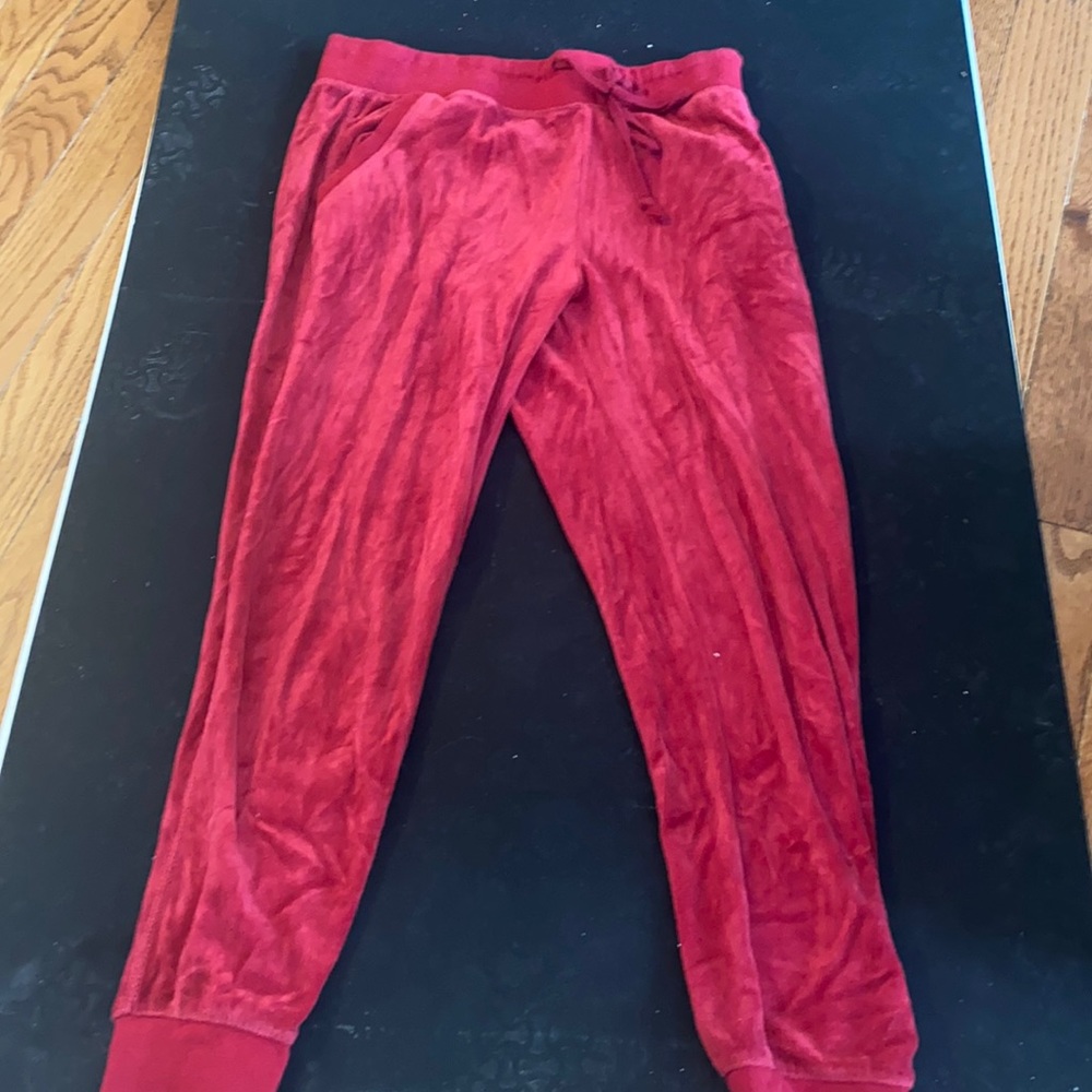 Red velvet sweatpants